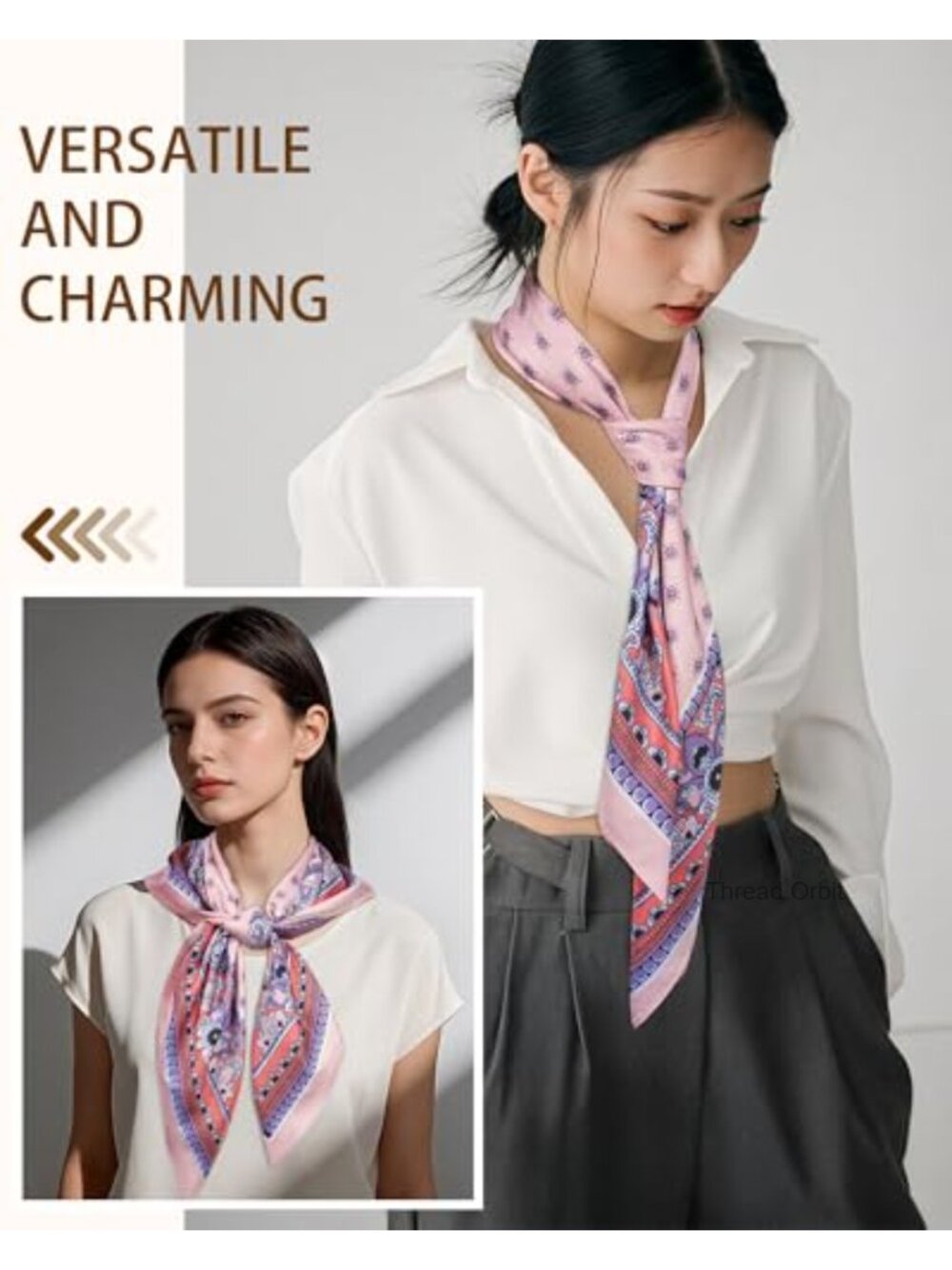35" Reversible Head Scarf Polyester Twill Like Silk Bandana Hair Wrap - Picture 4 of 6